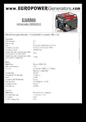 Бензинови генератори Europower EG5500