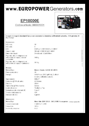Бензинови генератори Europower EP10000E (MA)