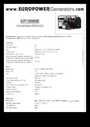 Бензинови генератори Europower EP10000E (MA)