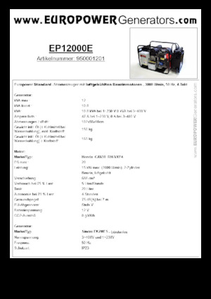 Бензинови генератори Europower EP12000E (S)