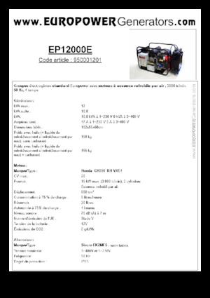 Бензинови генератори Europower EP12000E (S)