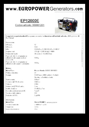 Бензинови генератори Europower EP12000E (S)