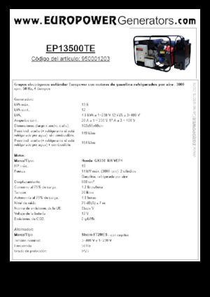Бензинови генератори Europower EP13500TE (S)