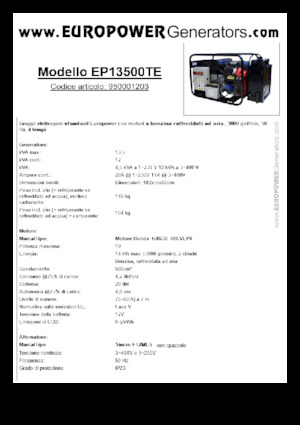 Бензинови генератори Europower EP13500TE (S)