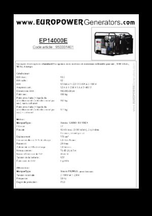 Бензинови генератори Europower EP14000E (S)