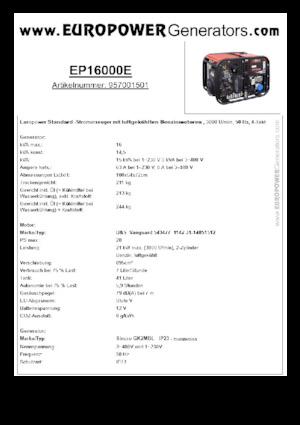 Бензинови генератори Europower EP16000E (S)