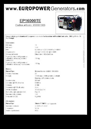 Бензинови генератори Europower EP16000TE (S)