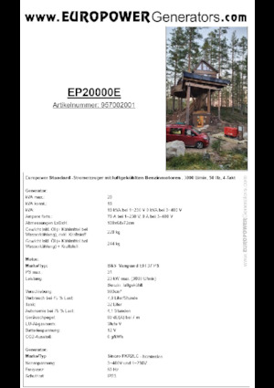 Бензинови генератори Europower EP20000E (S)