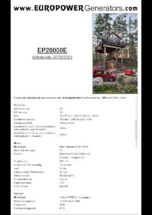 Бензинови генератори Europower EP20000E (S)