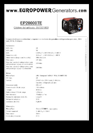 Бензинови генератори Europower EP20000TE (S)
