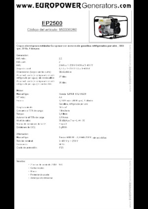 Бензинови генератори Europower EP2500 (S)