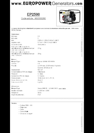Бензинови генератори Europower EP2500 (S)