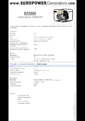 Бензинови генератори Europower EP2500 (S)