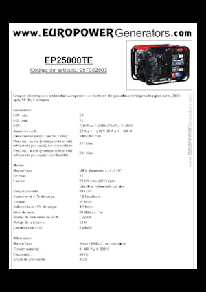 Бензинови генератори Europower EP25000TE (S)