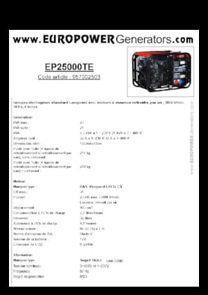 Бензинови генератори Europower EP25000TE (S)