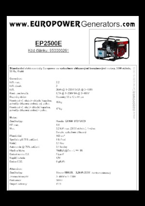 Бензинови генератори Europower EP2500E (S)