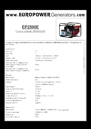 Бензинови генератори Europower EP2500E (S)