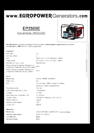 Бензинови генератори Europower EP2500E (S)