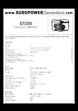 Бензинови генератори Europower EP3300 (MA)
