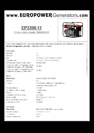 Бензинови генератори Europower EP3300-11 (MA)