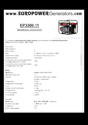 Бензинови генератори Europower EP3300-11 (MA)