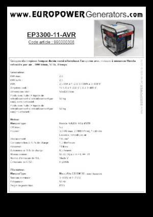 Бензинови генератори Europower EP3300-11-AVR (MA)