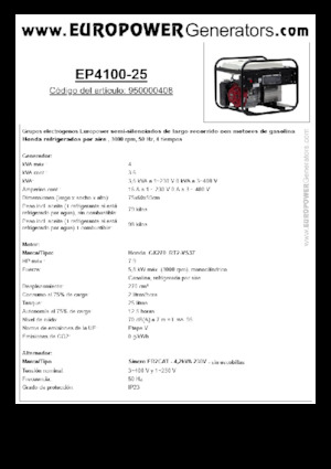 Бензинови генератори Europower EP4100-25 (S)