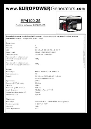 Бензинови генератори Europower EP4100-25 (S)
