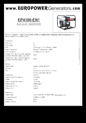 Бензинови генератори Europower EP4100-EN1 (S)
