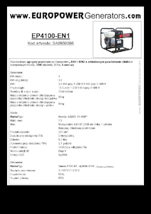 Бензинови генератори Europower EP4100-EN1 (S)