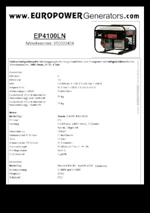 Бензинови генератори Europower EP4100LN (S)