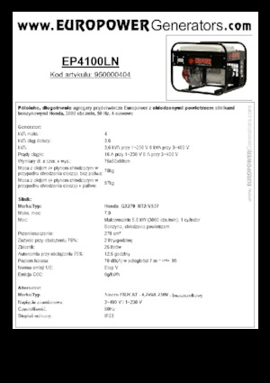 Бензинови генератори Europower EP4100LN (S)