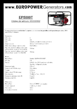 Бензинови генератори Europower EP5000T (S)