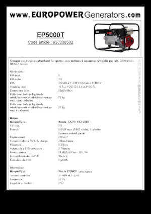 Бензинови генератори Europower EP5000T (S)