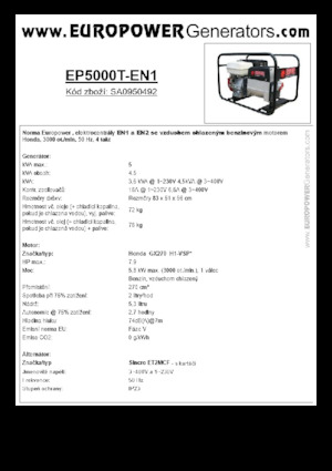 Бензинови генератори Europower EP5000T-EN1 (S)