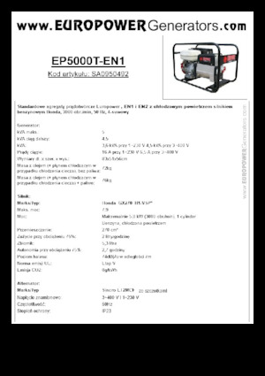 Бензинови генератори Europower EP5000T-EN1 (S)
