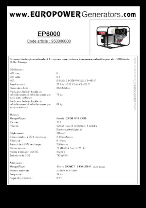 Бензинови генератори Europower EP6000 (S)