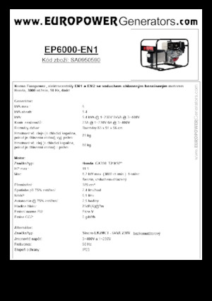 Бензинови генератори Europower EP6000 EN1 (S)