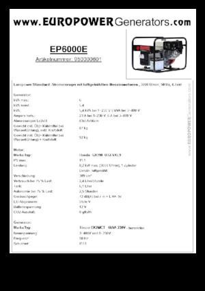 Бензинови генератори Europower EP6000E (S)