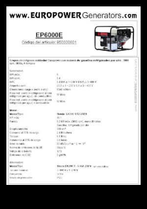 Бензинови генератори Europower EP6000E (S)