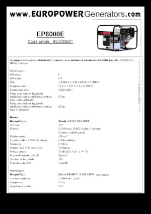 Бензинови генератори Europower EP6000E (S)