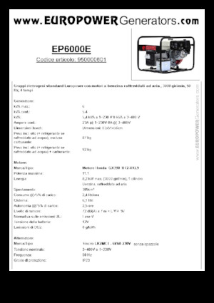 Бензинови генератори Europower EP6000E (S)