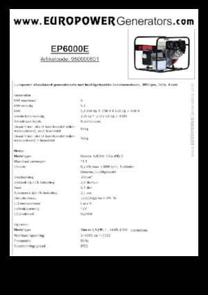 Бензинови генератори Europower EP6000E (S)