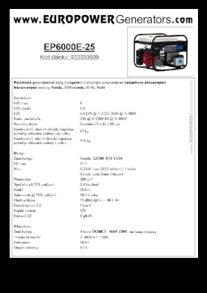 Бензинови генератори Europower EP6000E-25 (S)
