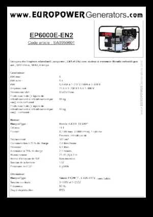 Бензинови генератори Europower EP6000E-EN2 (S)