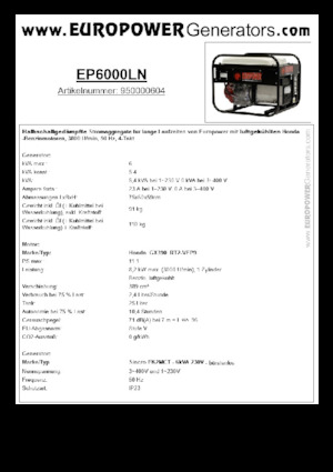 Бензинови генератори Europower EP6000LN (S)
