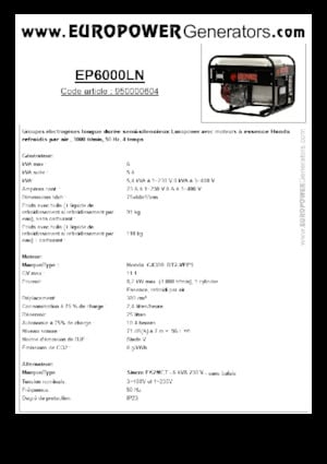 Бензинови генератори Europower EP6000LN (S)