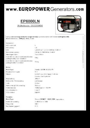 Бензинови генератори Europower EP6000LN (S)