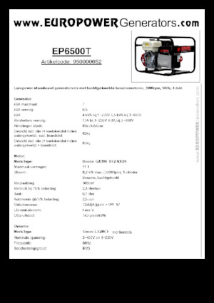 Бензинови генератори Europower EP6500T (S)