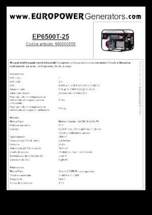 Бензинови генератори Europower EP6500T-25 (S)